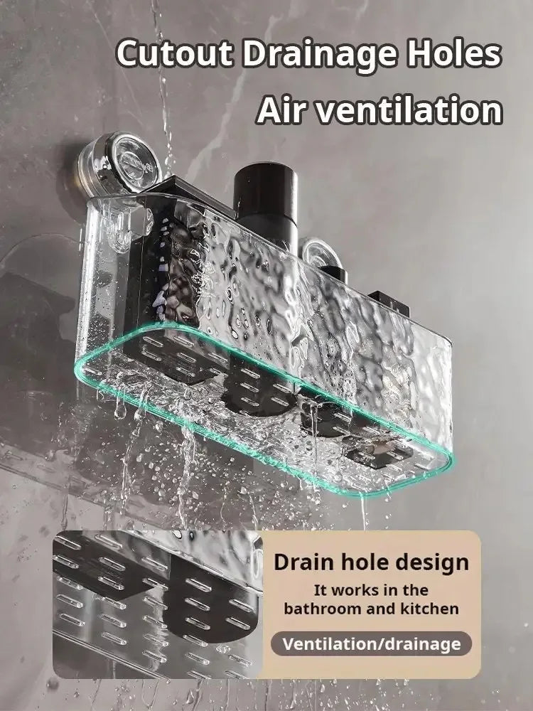 Bathroom Shelf Suction Cup Wall Mount Corner Storage Shelves Shampoo Holder Cosmetic Rack Shower Drain Basket Bathroom Organizer Bathroom shelf