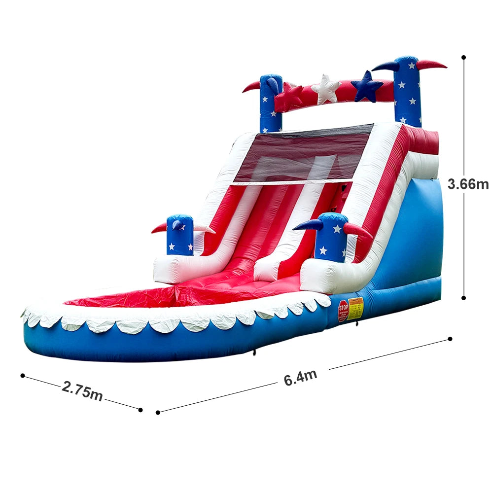USA Stock Inflatable Water Slide with Splash Pool Kids Backyard Water Slide with Star Decor,Heavy-Duty Blow up Slide