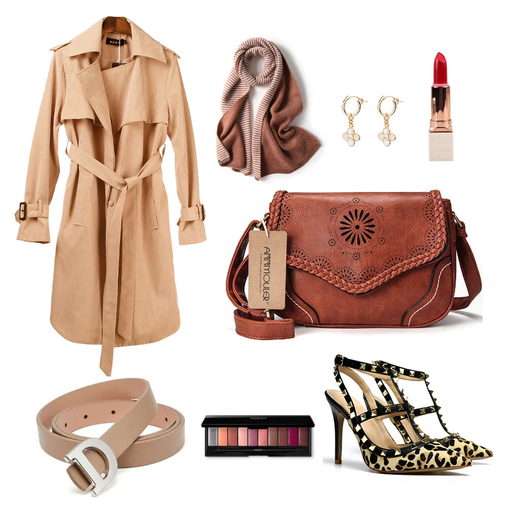 Annmouler marca feminina bolsa de ombro vintage couro do plutônio crossbody saco oco para fora senhoras bolsa marrom retro bolsa para meninas