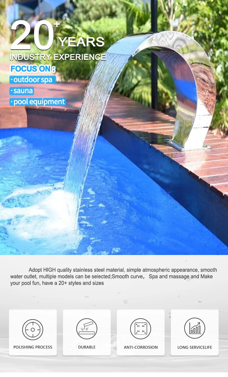 Pikes Manufacturer Indoor/Outdoor Led Light Pool Waterfalls for Home Decoration