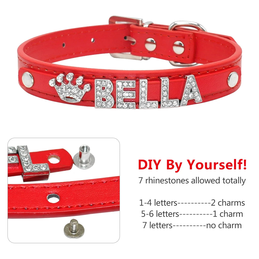 Sparkly Rhinestone Dog Collar, Personalized Collar for Small Dogs Chihuahua, Free Name, Pet Accessories