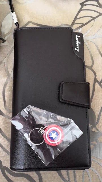 Baellery carteiras masculinas estilo longo titular do cartão de alta qualidade masculino bolsa com zíper grande capacidade marca carteira de couro do plutônio para homem