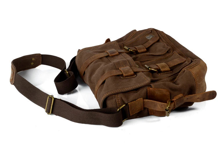 Nova moda de couro do vintage lona saco do mensageiro dos homens algodão lona crossbody bolsa de ombro masculino estilingue ocasional lazer