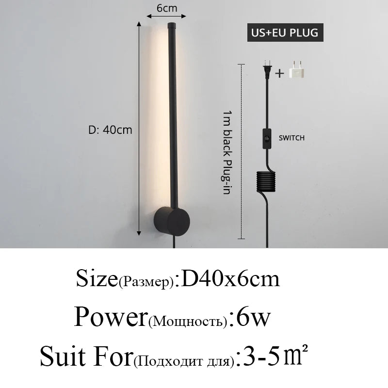 Modern Minimalist Wall Lamps for Living Room, Bedroom, Bedside, Luster, Indoor, LED, Black, White, Corridor, Lighting Decor, AC90V-260V