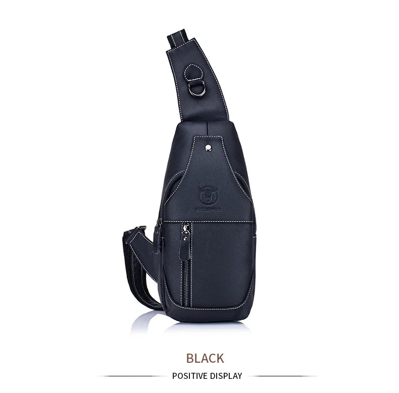 BULLCAPTAIN Sacos De Mensageiro De Couro Saco Casual Dos Homens Para Homens Saco De Peito Marca Designer Multi-Função Fone De Ouvido Jack Pacote De Peito