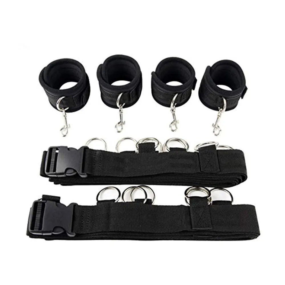 Conjunto de restrição para bondage BDSM para mulheres, algemas e punhos no tornozelo, escravo na cama, perna aberta, brinquedos sexuais para casais, eróticos, sem vibrador