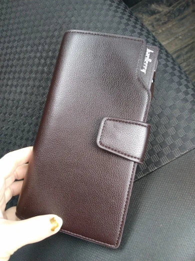 Baellery carteiras masculinas estilo longo titular do cartão de alta qualidade masculino bolsa com zíper grande capacidade marca carteira de couro do plutônio para homem