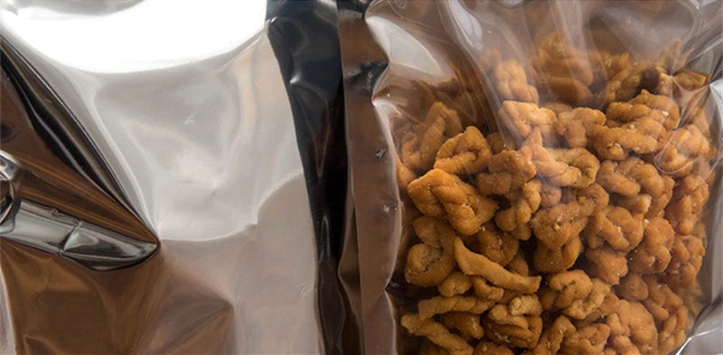 50 pçs embalagem de alimentos folha de alumínio levante-se saco de armazenamento em casa chá grãos de café suprimentos sacos ziplock com janela resealable