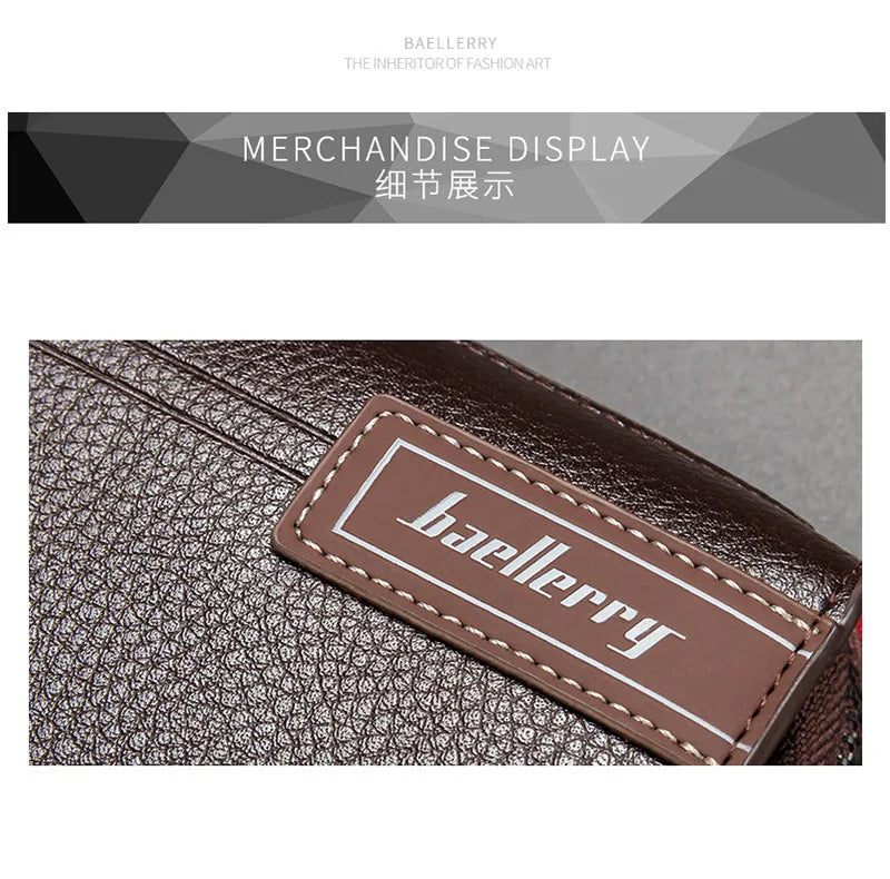 Baellery bolsa de mão masculina, carteira de grande capacidade para celular, bolso para cartão de passagem, carteira multifuncional de alta qualidade para homens