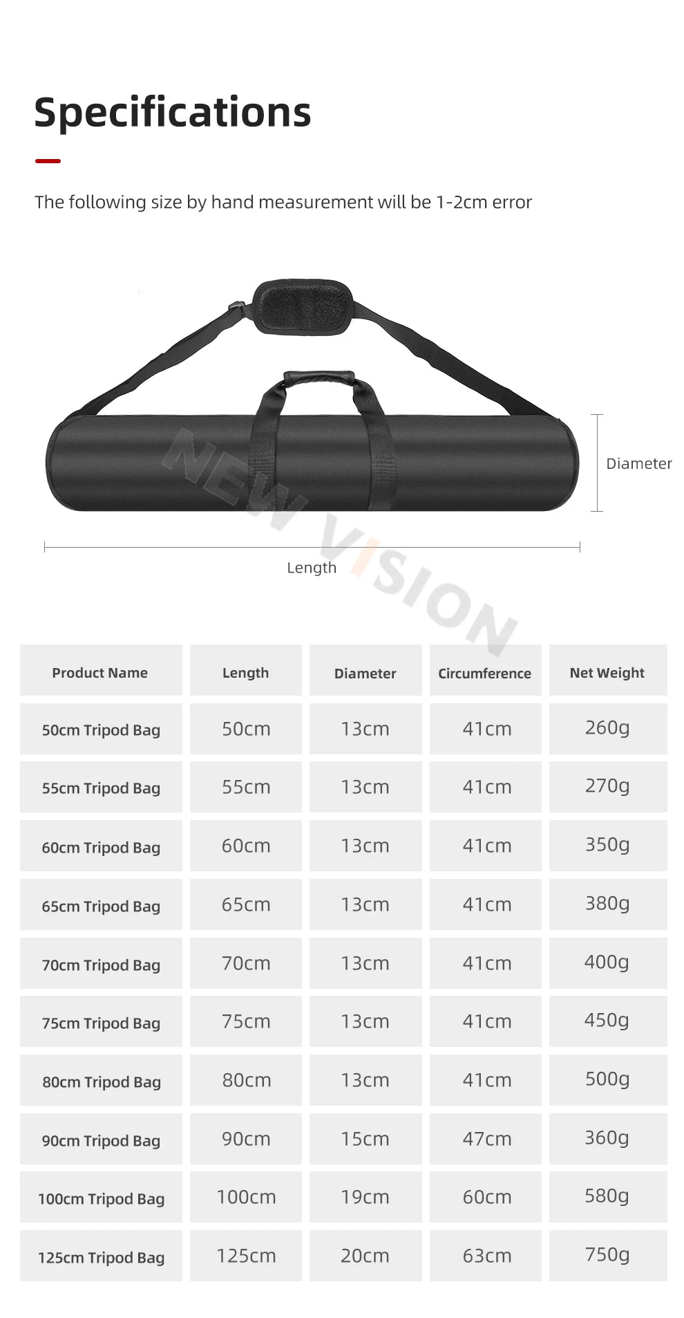 55/60/65/70/75/80/100/125cm acolchoado câmera monopé tripé saco de transporte caso/suporte de luz saco de transporte/guarda-chuva softbox saco de transporte