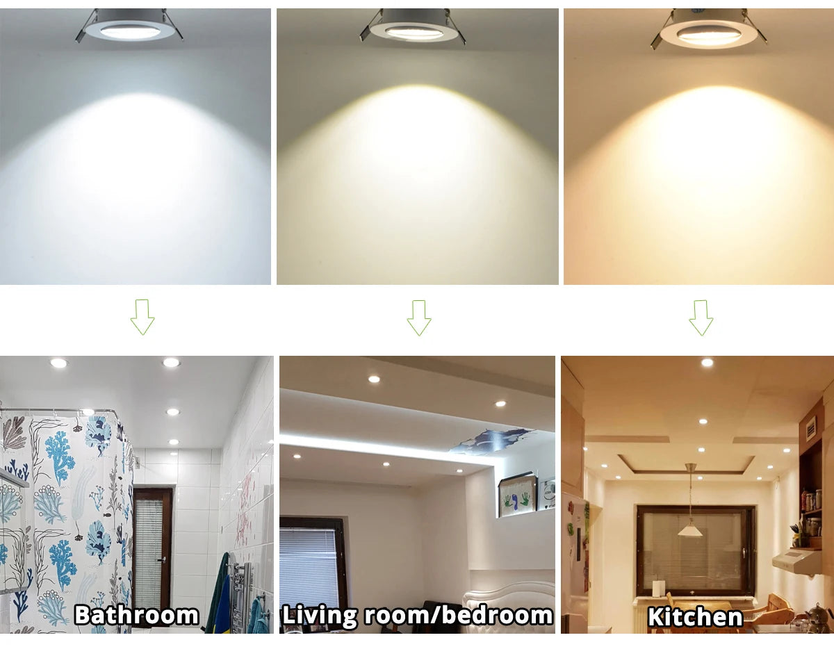 9W 12W 15W LED Downlight Regulável Branco Quente Natureza Branco Puro Branco Recesso Lâmpada LED Spot Light AC85-265V