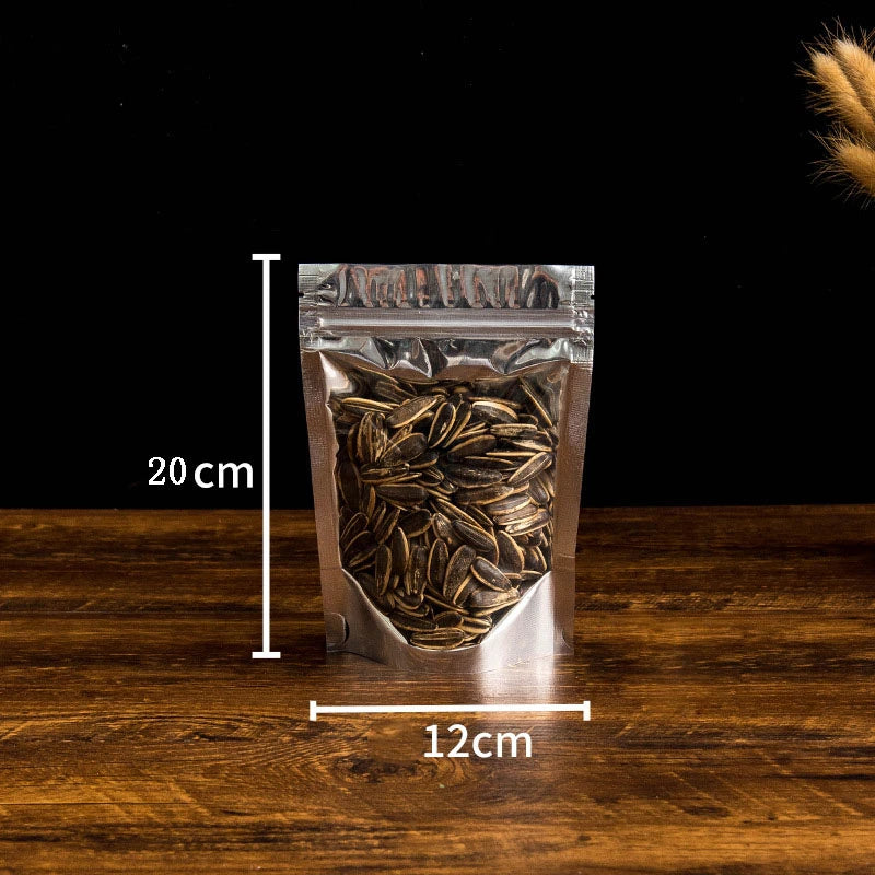 50 pçs embalagem de alimentos folha de alumínio levante-se saco de armazenamento em casa chá grãos de café suprimentos sacos ziplock com janela resealable
