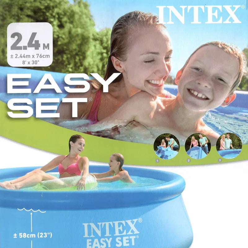Stock in EU Warehouse INTEX 8ft 244x76cm 2420L PVC Waterproof Battery Powered Round Blue Family Summer Pool for Children