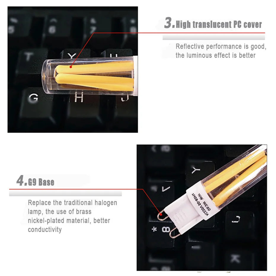 Lâmpada led g9 regulável, 110v, 220v, 2w, 4w, filamento cob, substituição de 30w 40w, luzes halógenas para iluminação de lustre doméstico