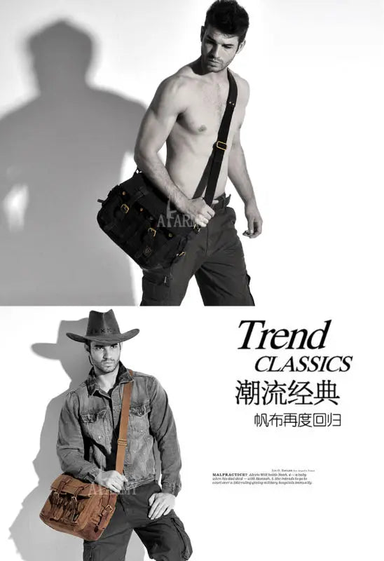 Eu sou lenda will smith lona + couro genuíno dos homens saco do mensageiro lona bolsa de ombro masculino crossbody saco estilingue saco casual mochila