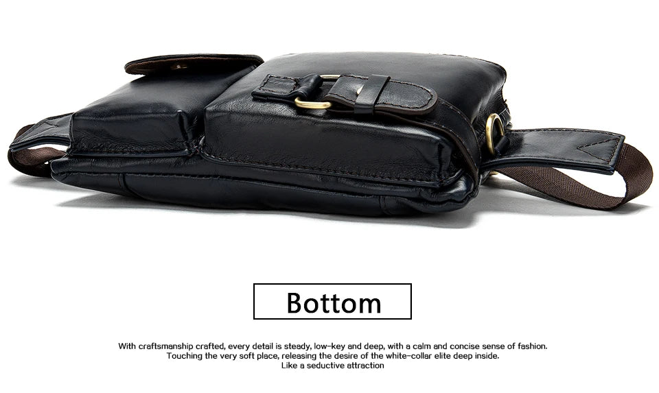WESTAL-Bolsa de cintura de couro genuíno para homens, Fanny Pack, Belt Bag, Phone Bags, saco de cintura pequeno masculino