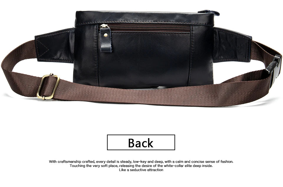 WESTAL-Bolsa de cintura de couro genuíno para homens, Fanny Pack, Belt Bag, Phone Bags, saco de cintura pequeno masculino