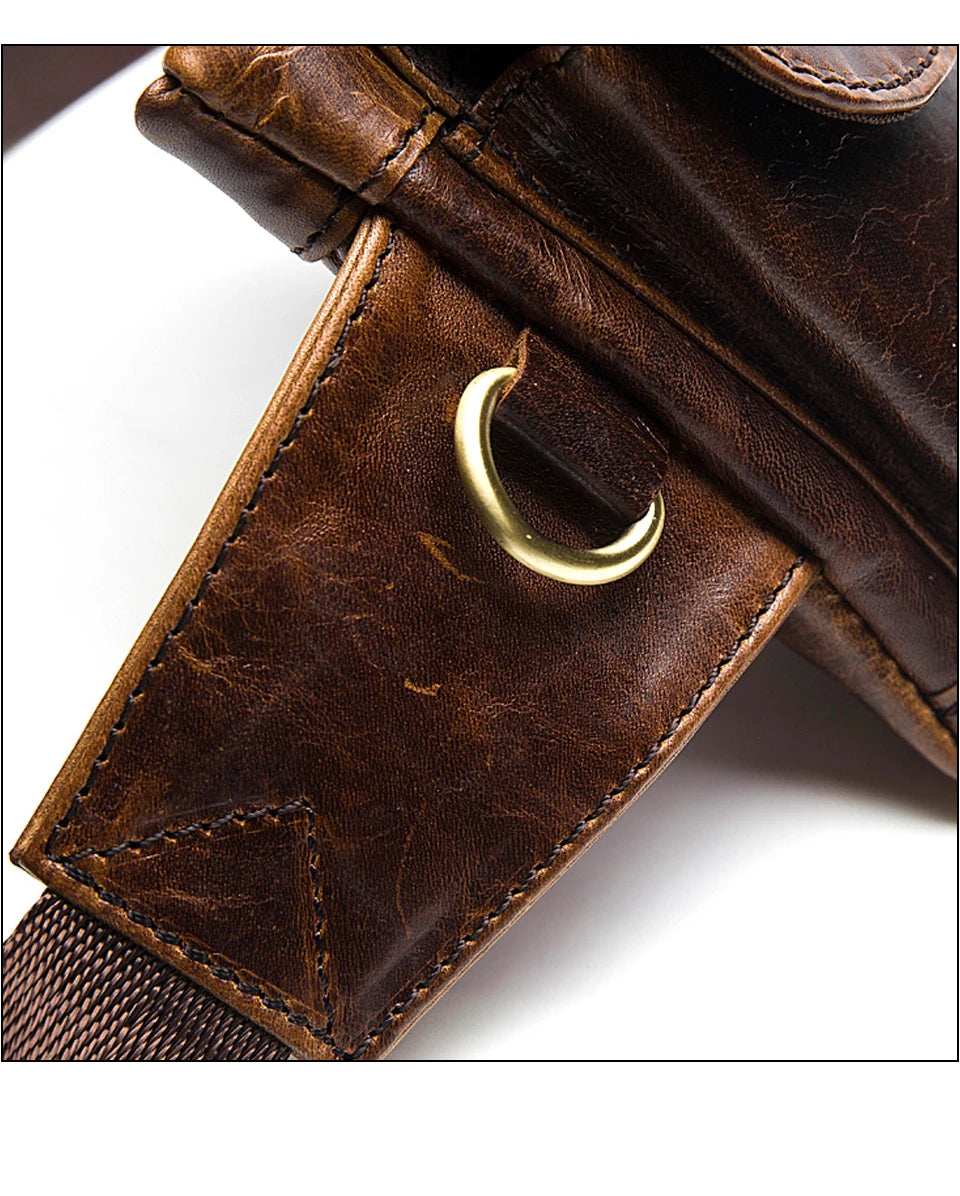 WESTAL-Bolsa de cintura de couro genuíno para homens, Fanny Pack, Belt Bag, Phone Bags, saco de cintura pequeno masculino