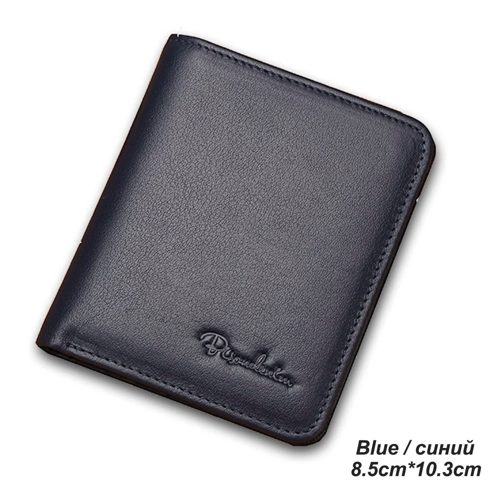 Bison denim carteiras masculinas preto bolsa de couro genuíno para homens titular do cartão de visita carteira masculina mini n4429