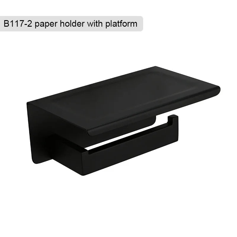 Preto fosco hardware do banheiro 304 aço inoxidável toalheiro suporte de papel higiênico suporte de sabão líquido barra de toalha acessórios de banheiro