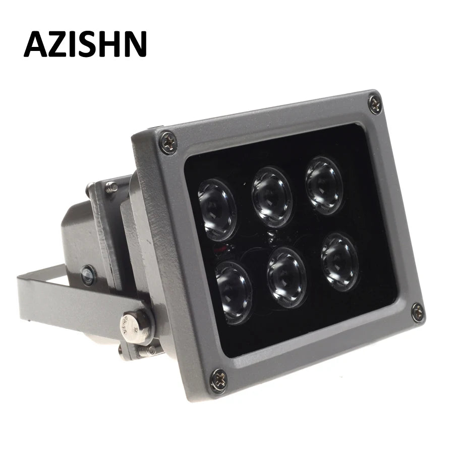 Azishn cctv leds ir iluminador lâmpada infravermelha 6 pçs matriz led ir ao ar livre à prova dwaterproof água visão noturna cctv luz de preenchimento para câmera cctv