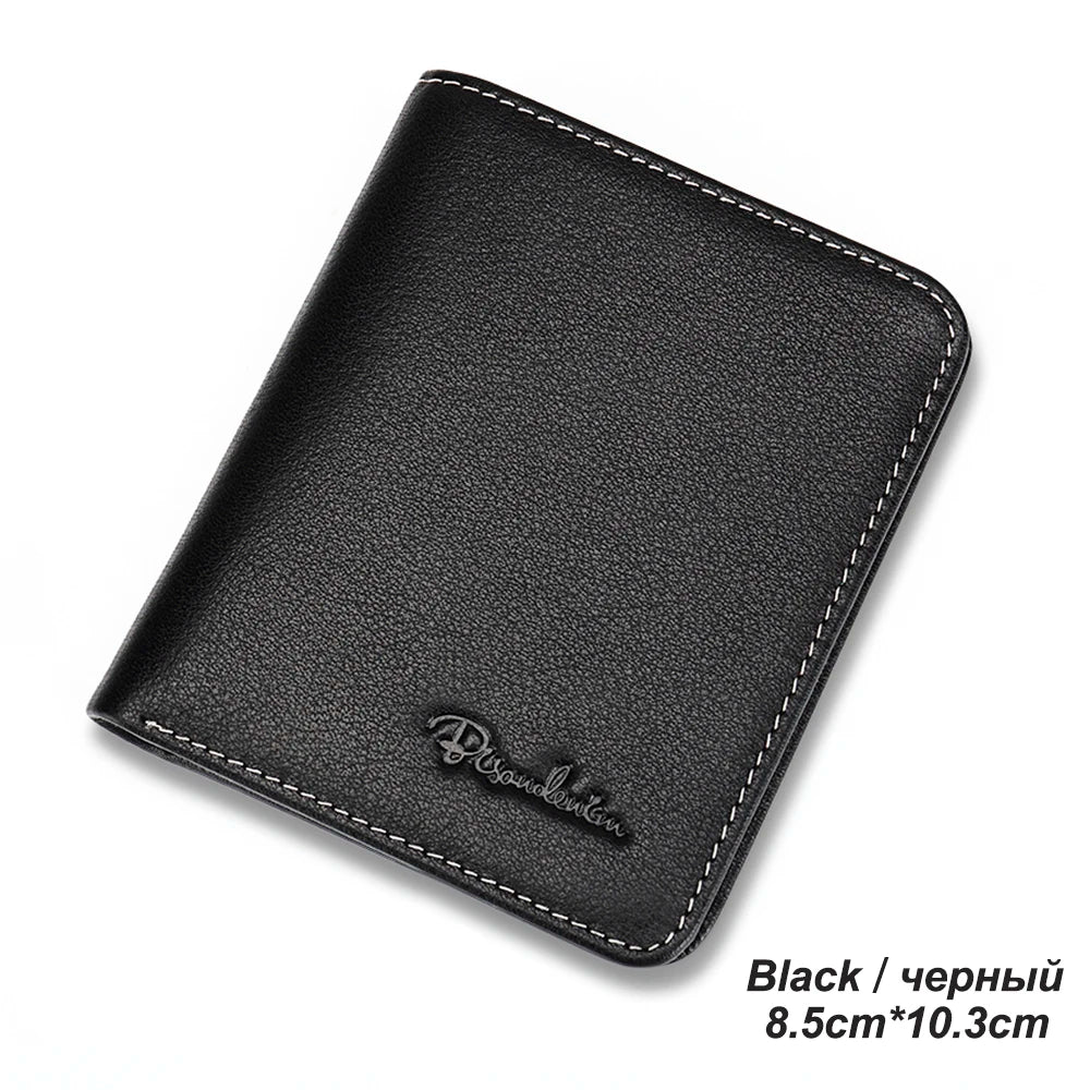 Bison denim carteiras masculinas preto bolsa de couro genuíno para homens titular do cartão de visita carteira masculina mini n4429