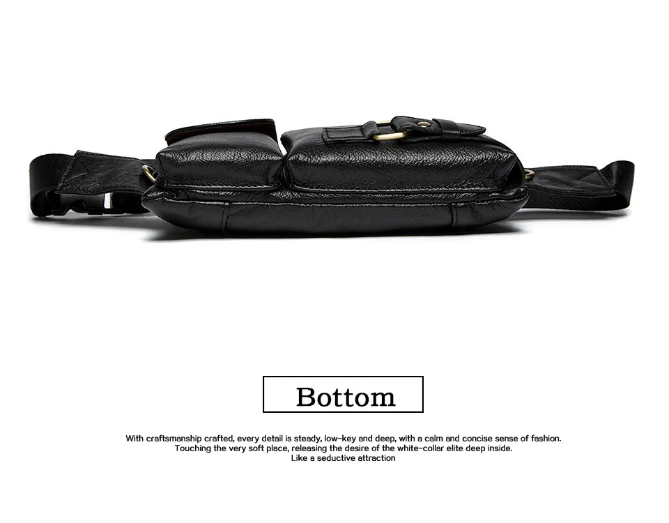 WESTAL-Bolsa de cintura de couro genuíno para homens, Fanny Pack, Belt Bag, Phone Bags, saco de cintura pequeno masculino