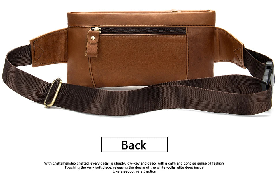 WESTAL-Bolsa de cintura de couro genuíno para homens, Fanny Pack, Belt Bag, Phone Bags, saco de cintura pequeno masculino