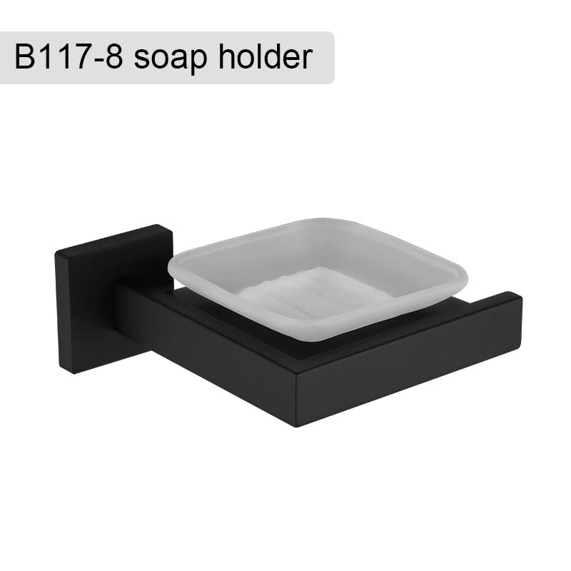 Preto fosco hardware do banheiro 304 aço inoxidável toalheiro suporte de papel higiênico suporte de sabão líquido barra de toalha acessórios de banheiro