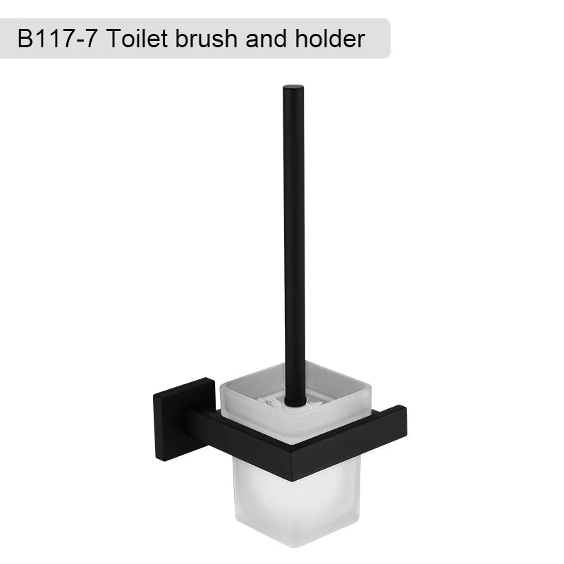 Preto fosco hardware do banheiro 304 aço inoxidável toalheiro suporte de papel higiênico suporte de sabão líquido barra de toalha acessórios de banheiro