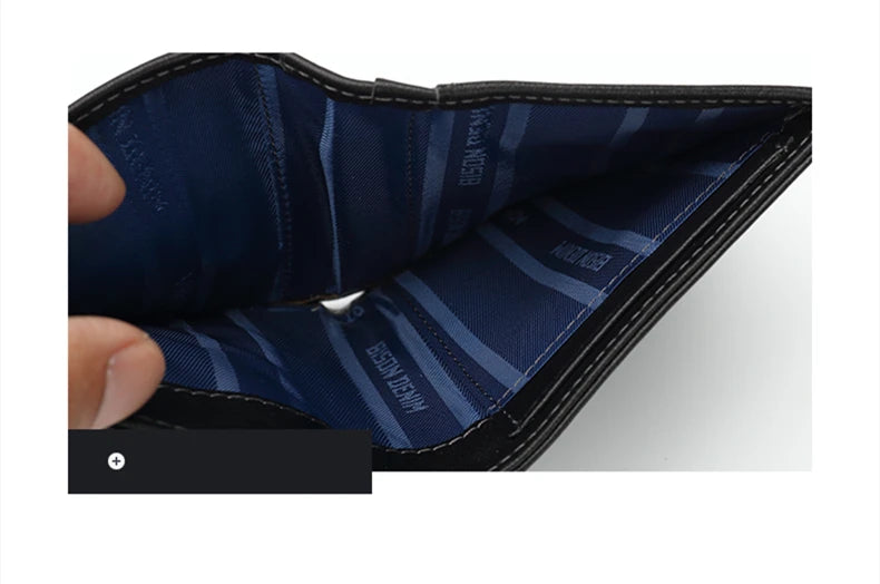 BISON DENIM-Carteira de couro genuíno masculina, mini carteira de bloqueio RFID, titular do cartão masculino, porta-moedas pequena com zíper, W9317, moda