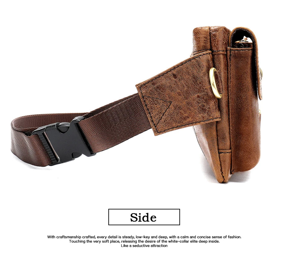 WESTAL-Bolsa de cintura de couro genuíno para homens, Fanny Pack, Belt Bag, Phone Bags, saco de cintura pequeno masculino