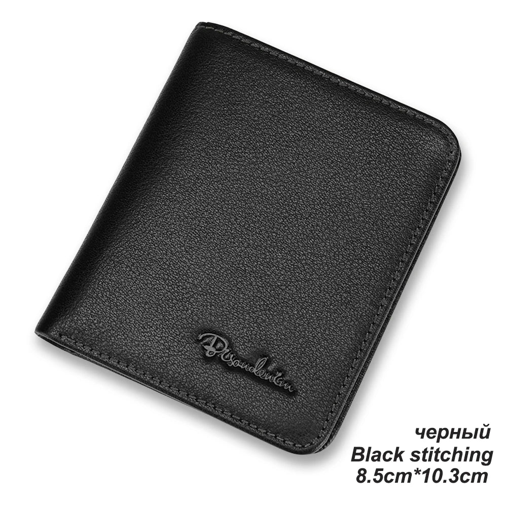 Bison denim carteiras masculinas preto bolsa de couro genuíno para homens titular do cartão de visita carteira masculina mini n4429