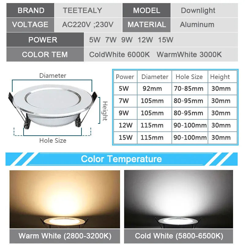 4 pçs à prova dwaterproof água led downlights 5w 7 9 12 15 regulável para baixo luz ponto ao ar livre 4000k lâmpada do teto para lâmpada do banheiro