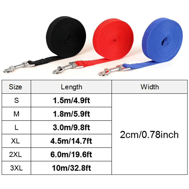 Nylon Dog Training Leashes Pet Supplies Walking Harness Collar Rope Lead for Dogs Cats 1.5m 1.8m 3m 4.5m 6m 10m