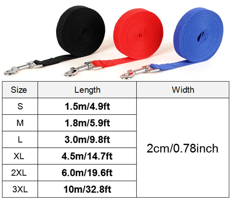 Nylon Dog Training Leashes Pet Supplies Walking Harness Collar Rope Lead for Dogs Cats 1.5m 1.8m 3m 4.5m 6m 10m