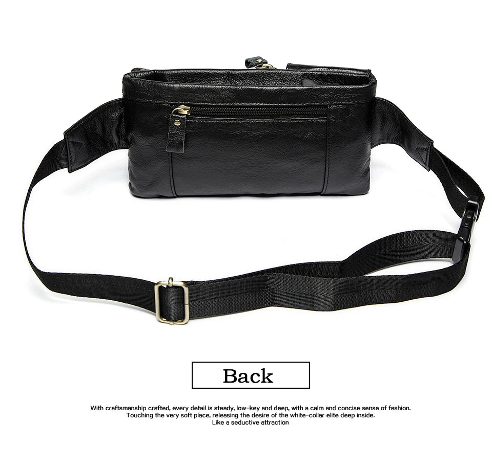WESTAL-Bolsa de cintura de couro genuíno para homens, Fanny Pack, Belt Bag, Phone Bags, saco de cintura pequeno masculino