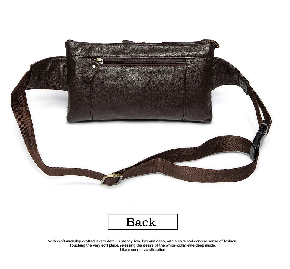 WESTAL-Bolsa de cintura de couro genuíno para homens, Fanny Pack, Belt Bag, Phone Bags, saco de cintura pequeno masculino