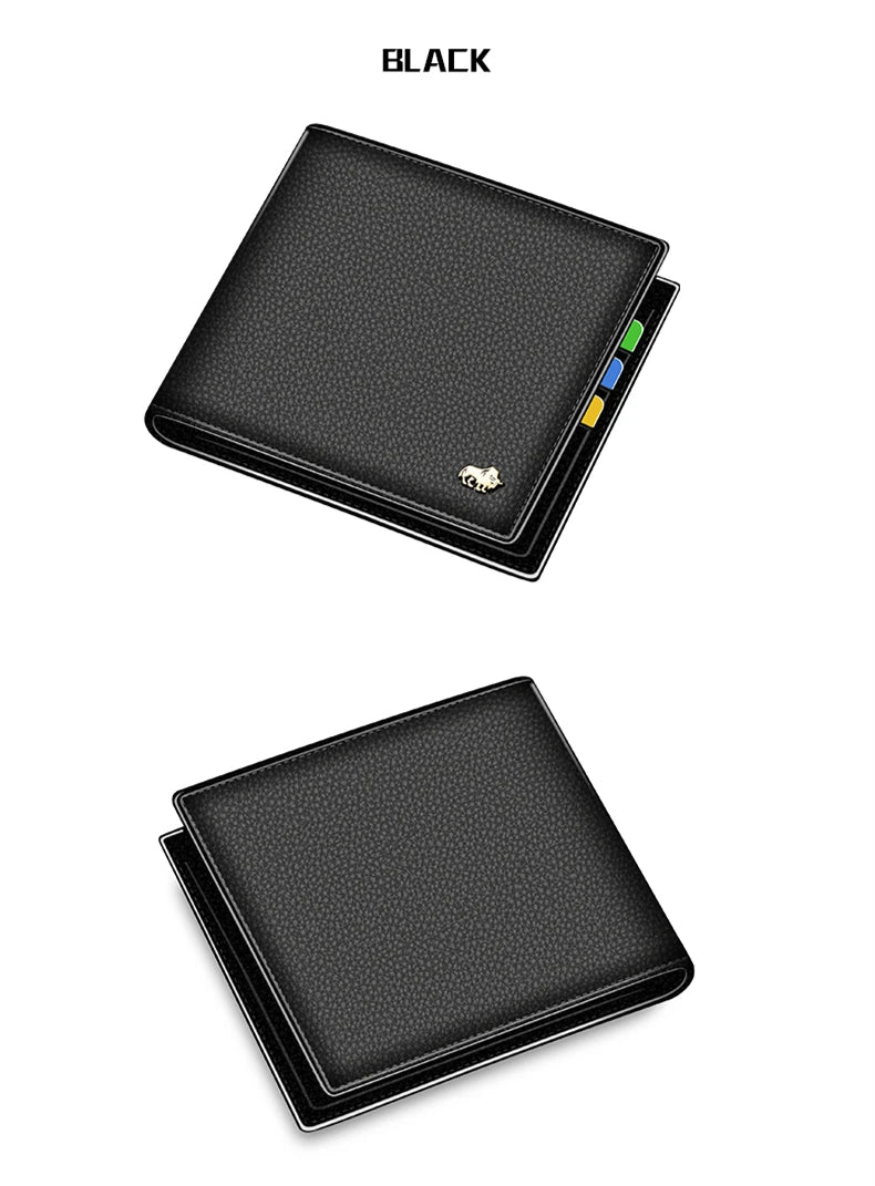 Bison denim homens carteiras de couro genuíno marca de luxo rfid bifold carteira zipper bolsa de moedas titular do cartão de visita carteira n4470