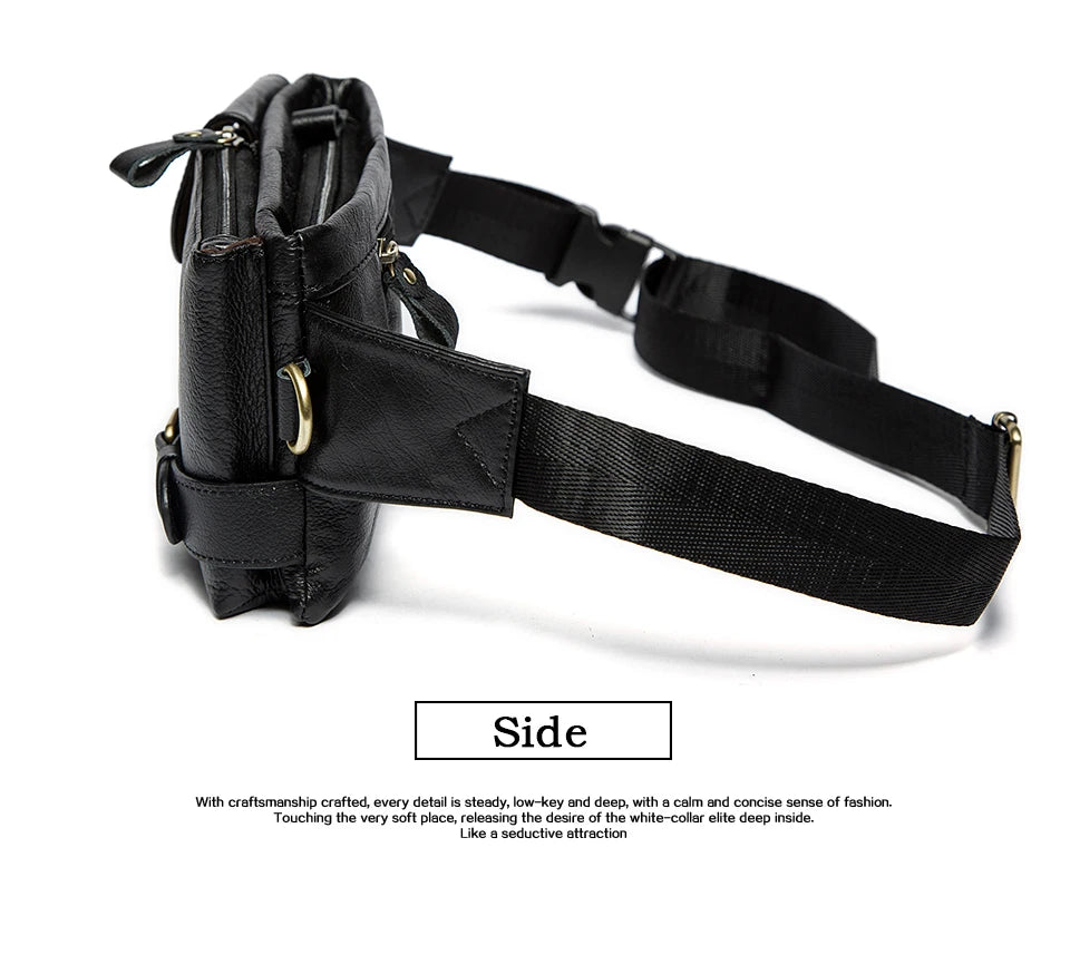 WESTAL-Bolsa de cintura de couro genuíno para homens, Fanny Pack, Belt Bag, Phone Bags, saco de cintura pequeno masculino