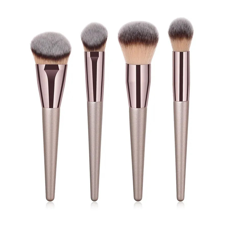 4/10 pçs conjunto de pincéis de maquiagem champanhe para base cosmética em pó blush sombra kabuki mistura compõem escova ferramenta de beleza