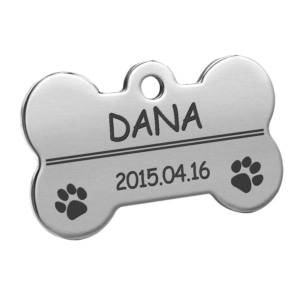 Etiquetas personalizadas para cães, gato, filhote de cachorro, identificação de animal de estimação, pingente de etiqueta, acessórios para animais de estimação, osso/pata, glitter