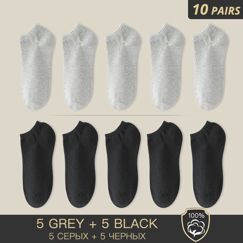 HSS-Meias finas e respiráveis masculinas no show, meias curtas pretas para estudantes, meias de verão de alta qualidade, marca, 100% algodão, tamanho 39-44