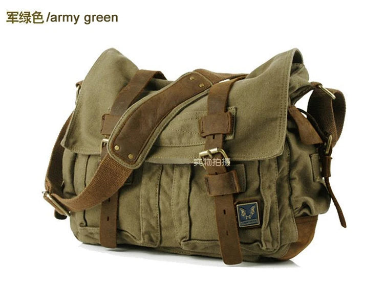 Eu sou lenda will smith lona + couro genuíno dos homens saco do mensageiro lona bolsa de ombro masculino crossbody saco estilingue saco casual mochila