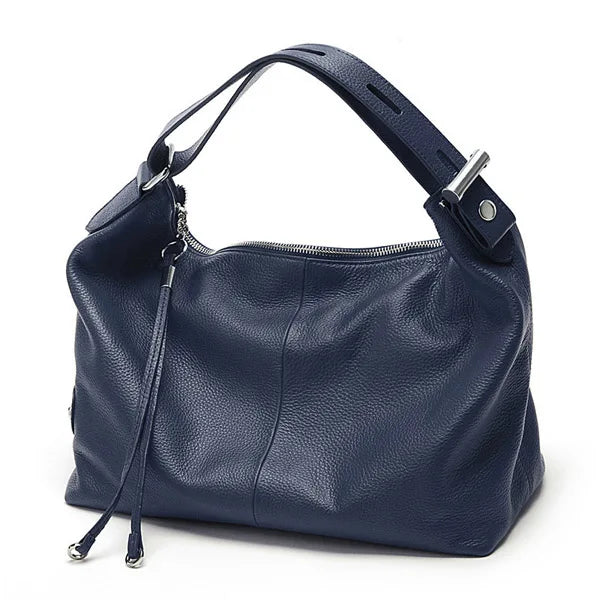 Bolsa de Ombro Grande Zency 100% Couro Genuíno para Mulheres, Bolsa Tote, Bolsa de Mão, Bolsa Hobo de Couro Preto, Bolsas com Zíper para Usar Debaixo do Braço