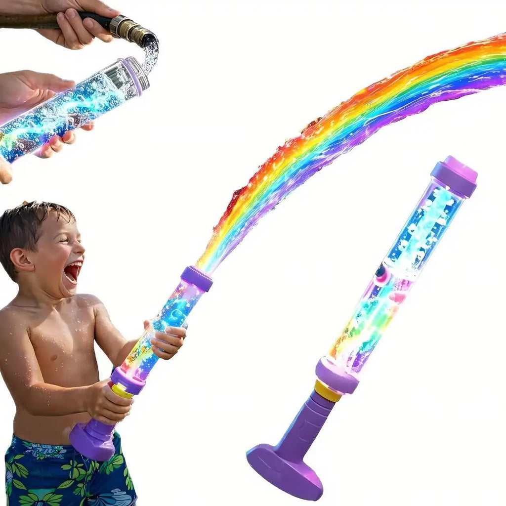 New Glowing Rainbow LED PVC Material Water Pump Summer Outdoor Party Portable Light up Toy for Kids Boys Girls