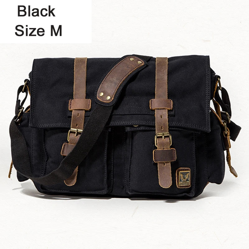 Nova moda de couro do vintage lona saco do mensageiro dos homens algodão lona crossbody bolsa de ombro masculino estilingue ocasional lazer