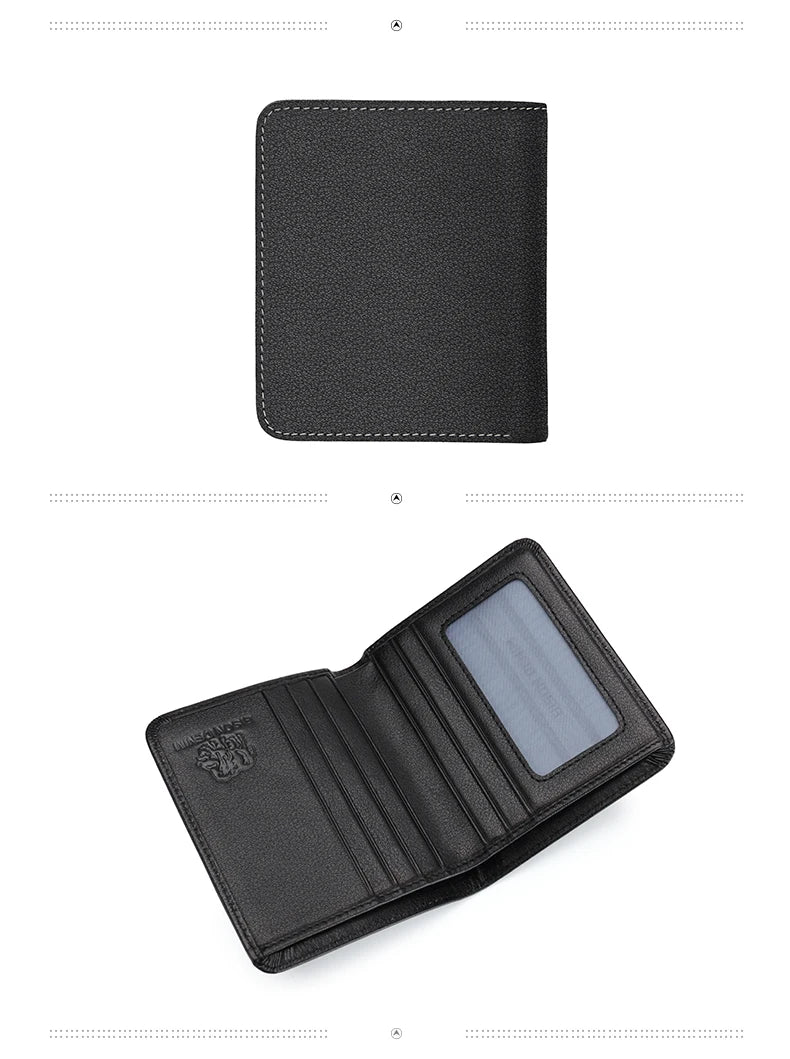 Bison denim carteiras masculinas preto bolsa de couro genuíno para homens titular do cartão de visita carteira masculina mini n4429