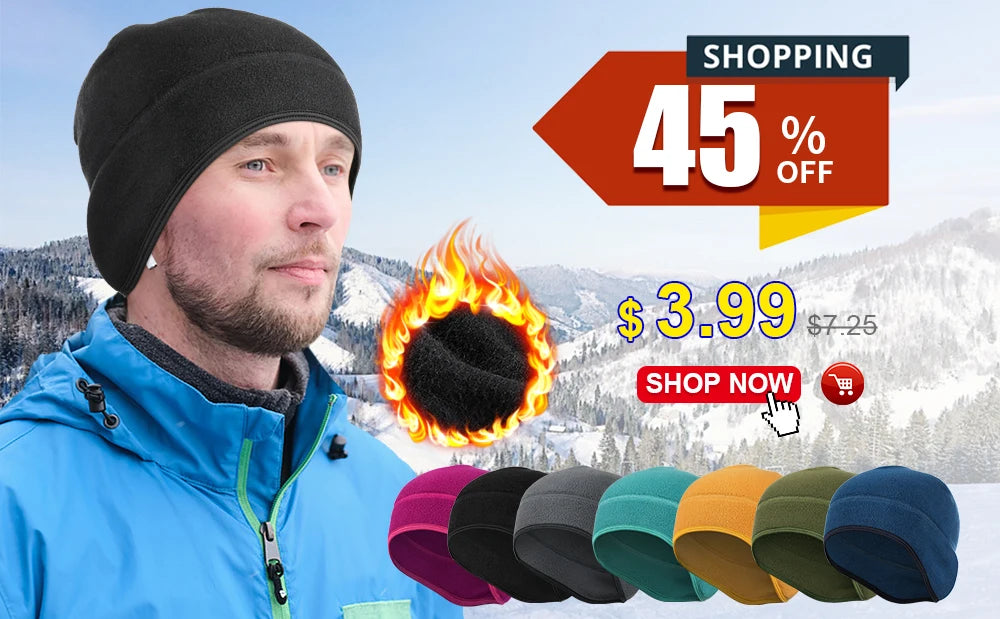 Winter fleece warmer balaclava beanie cold weather thermal tactical helmet liner windproof full face mask men ski caps
