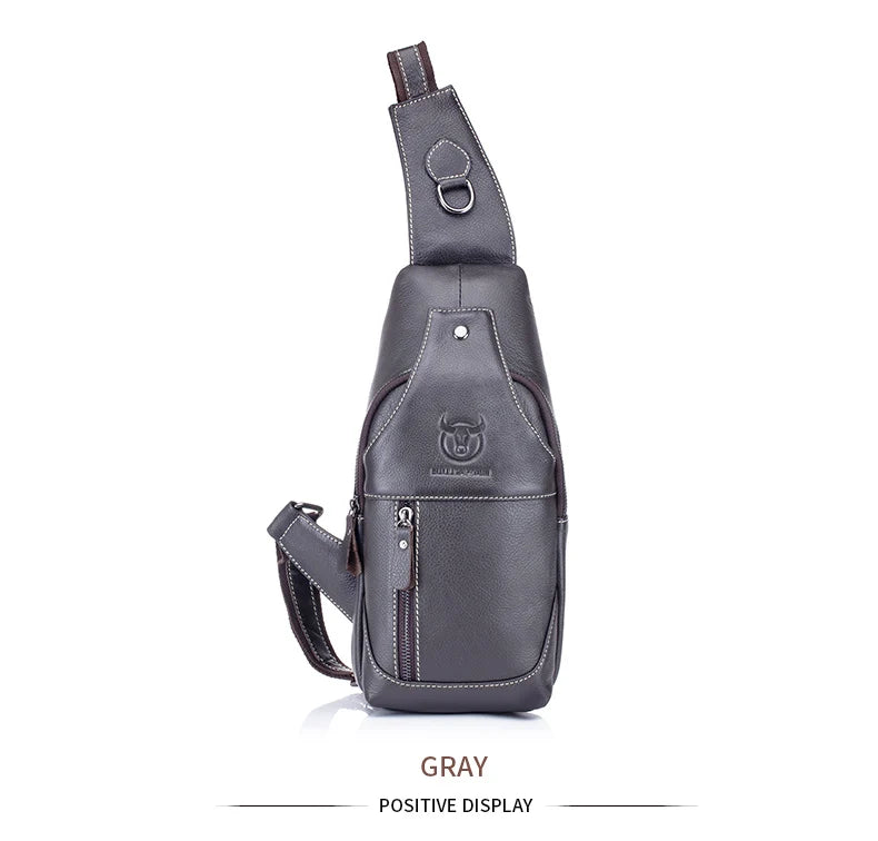 BULLCAPTAIN Sacos De Mensageiro De Couro Saco Casual Dos Homens Para Homens Saco De Peito Marca Designer Multi-Função Fone De Ouvido Jack Pacote De Peito